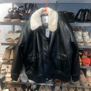 Abercrombie & Fitch vegan leather motto jacket size Large-NEW
